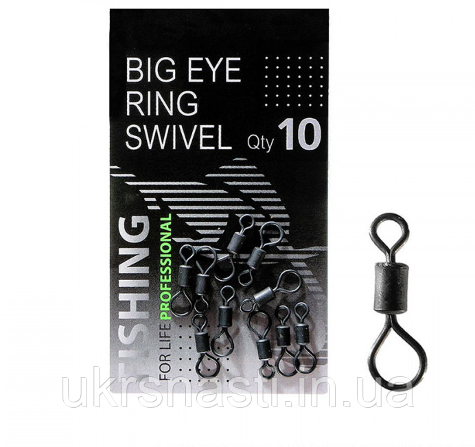 Рибальський вертлюг з великим кільцем BIG EYE 10 шт (вертлюг із великим кільцем), фото 1