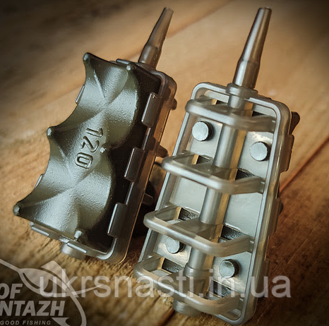 Рибальська годівниця річка Flat-Річка з ґрунтозачепами 120г Фідерна годівниця для сильної течії проф-мотаж, фото 1