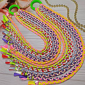 Модна резинка для волосся з косичками ручної роботи (бант резинка різнокольорові на голову для дівчинки канзаші)