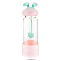 GIPFEL Пляшка для води PAOLA 350мол. Матеріал: боросилікатне скло, сіілкон, пластик. Колір рожевий. 8323 "Kg"
