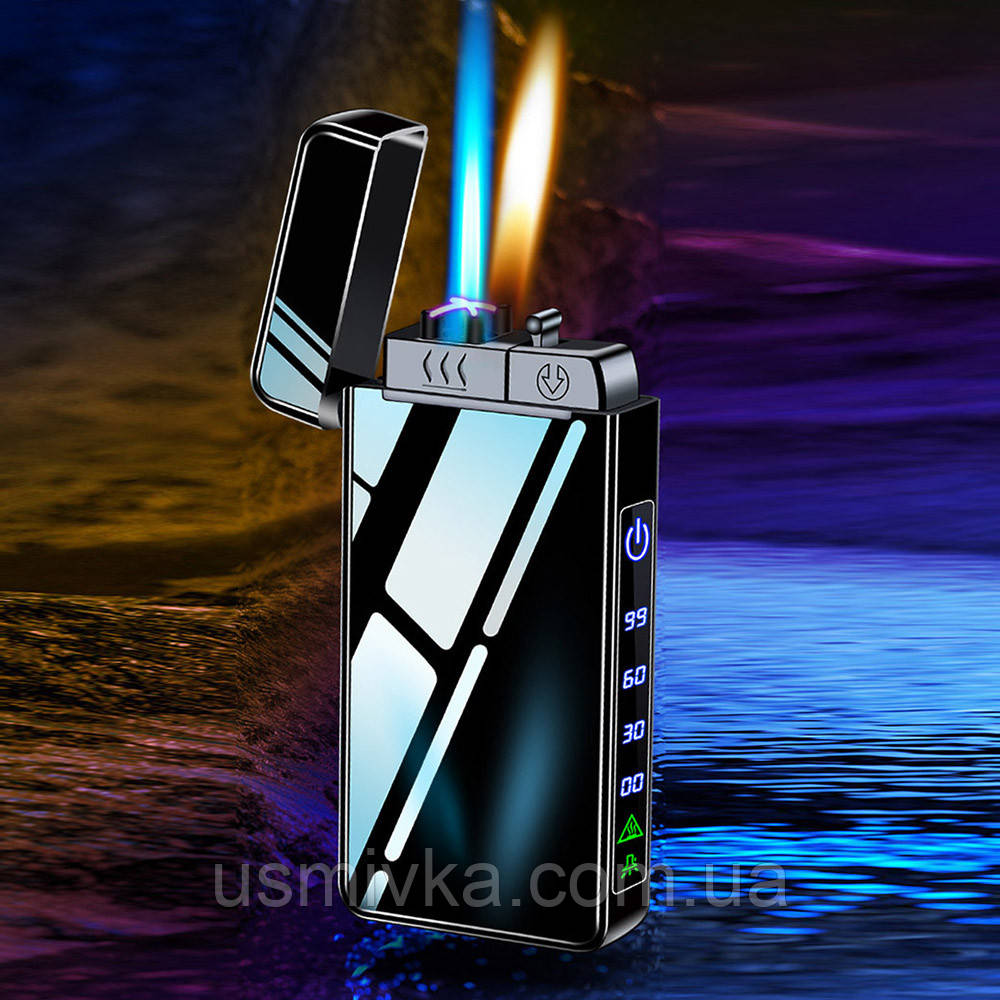 Запальничка usb електроімпульсна + форсунка + ліхтарик, трирежимна запальничка в подарунковому пакованні US703