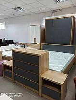 Шафа Домініка 3Д2Ш 2162х1410х544мм дуб артісан + сірий   Меблі-Сервіс, фото 5