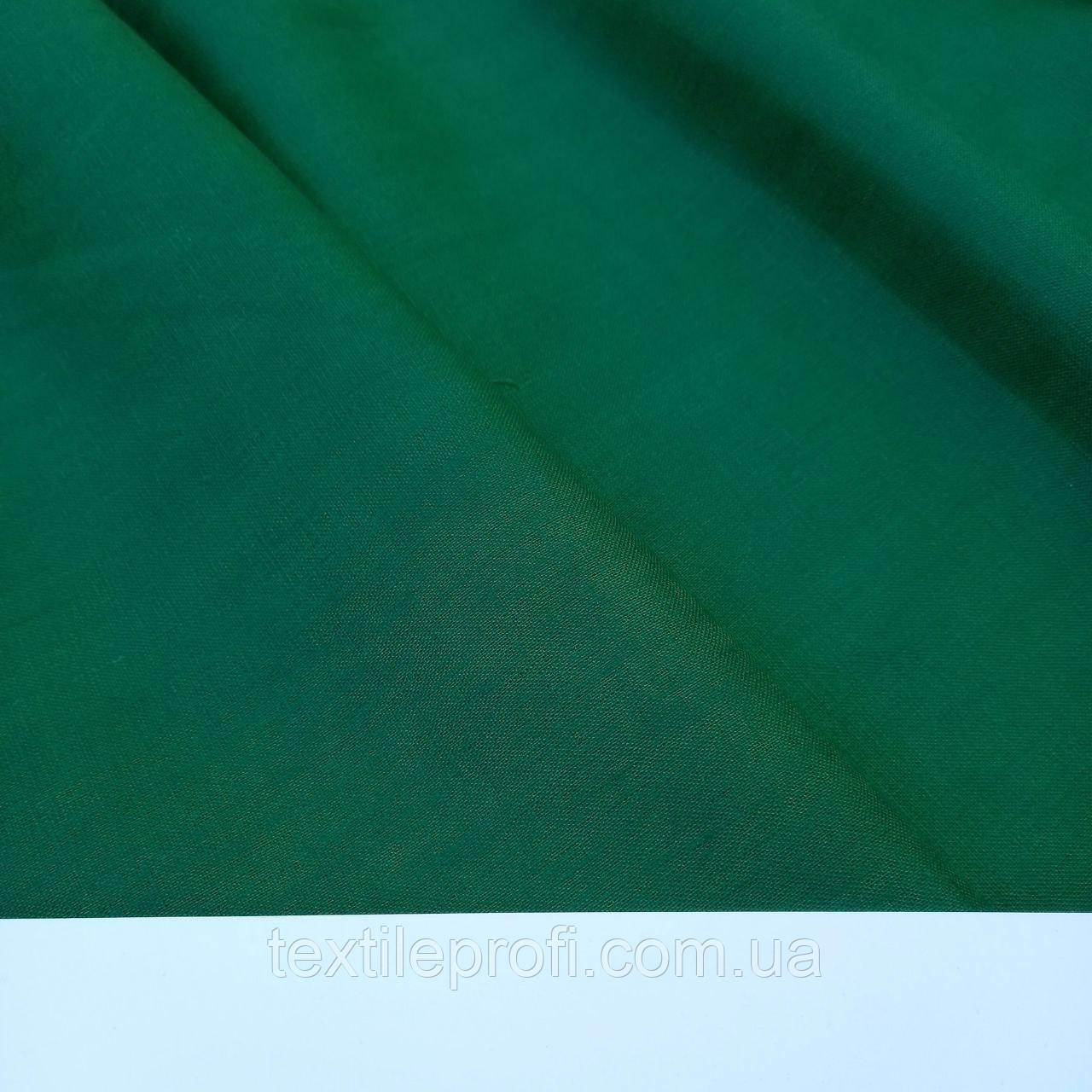 Костюмна льняна тканина зеленого кольору