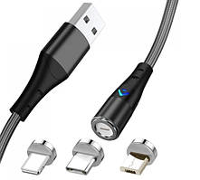 Швидке магнітне заряджання USB 3 в 1 для Android, Iphone, Type C Magnetic USB Cable магнітний кабель 5А