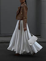 Женская красивая, длинная юбка - клеш на подкладке, 42-46, черный, белый, шелк.