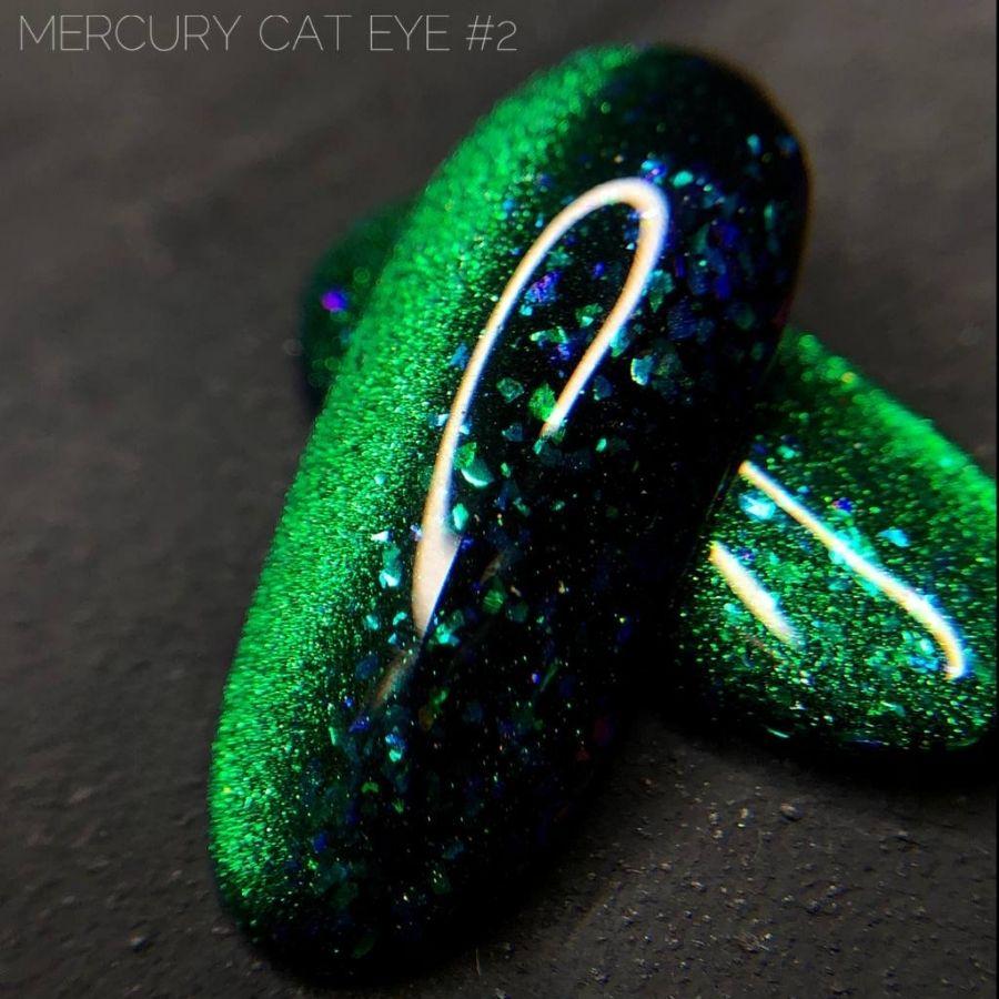 Гель-лак Crooz Cat Eye Mercury - котяче око з частинками поталі №02, 8 мл, фото 1