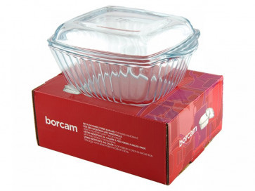 Каструля для запікання Pasabahce квадратна з кришкою Borcam 23х19см скляна 59029