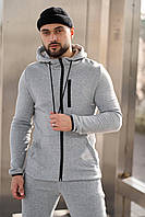 Чоловічий зимовий спортивний костюм на флісі з капюшоном hot winter теплий сірий кофта штани зима з начосом