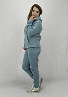Теплый зимний женский спортивный костюм темно голубого цвета из ткани Пенье XL, XXL, 3XL Код/Артикул 64 11205