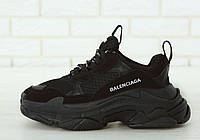 Мужские кроссовки Balenciaga Triple S (чёрные) стильные повседневные осенние кроссы К11712