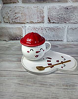 Чашка с блюдцем и ложкой Snowman Stenson YG01158 350мл