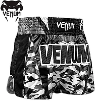 Шорты для тайского бокса кикбоксинга Venum Full Cam Muay Thai Shorts Urban Camo Black
