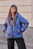 Женская осенняя куртка короткая с капюшоном плащевка утеплитель 150 синтепон размер: 42/48, 50/56