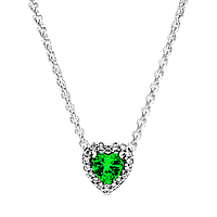 Серебряное ожерелье "Зеленое сердце"