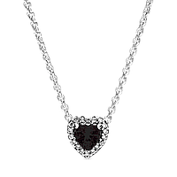 Серебряное ожерелье "Черное сердце"