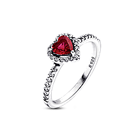Серебряное кольцо  "Красное сердце"