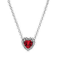 Серебряное ожерелье "Красное сердце"