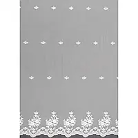 Ткань Тюль сетка вышивка айнура цветы крем с блеском с фестоном (290см 52г/м² пог.м) 175814