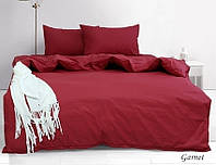 Полуторный комплект постельного белья из ранфорса ТМ TAG 1,5-спальный однотонный Garnet