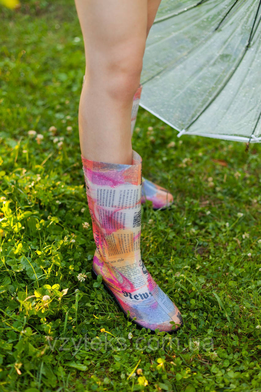 Чоботи жіночі силіконові у квіточки Літма, фото 1