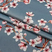 Ткань Декоративный велюр принт сакура / blossom цвет серый (280см 291г/м² пог.м) 164084