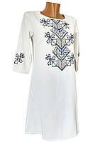 Стильное женское вышитое платье короткого фасона в белом цвете «Дерево жизни» Код/Артикул 64 01052