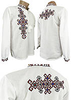 Современная мужская вышитая рубашка в больших размерах с вышивкой на спине "Фламинго" Код/Артикул 64 05086