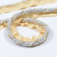 Шнур окантовочный корди /cord цвет серый, молочный, золото 10 мм 174916