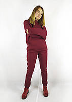 Полуприталенный женский спортивный костюм бордового цвета на холодное время года S, M, L Код/Артикул 64 11054