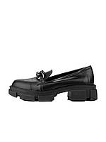 Женские кожаные демисезонные лоферы на невысоком каблуке черные 39 40 38 37 36