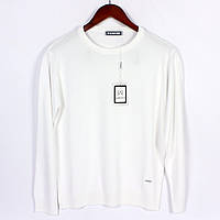 Мужская кофта (свитер/свитшот), мягкий приятный материал (хлопок), цвет белый Белый, XL