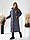 Пальто пуховик ковдра зима OVERSIZE з капюшоном арт. 520 асфальт, світло сірий / сірого кольору, фото 2