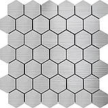 Самоклеюча PET плитка Соти срібло 30х30CMх4MM, фото 2