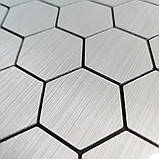 Самоклеюча PET плитка Соти срібло 30х30CMх4MM, фото 3