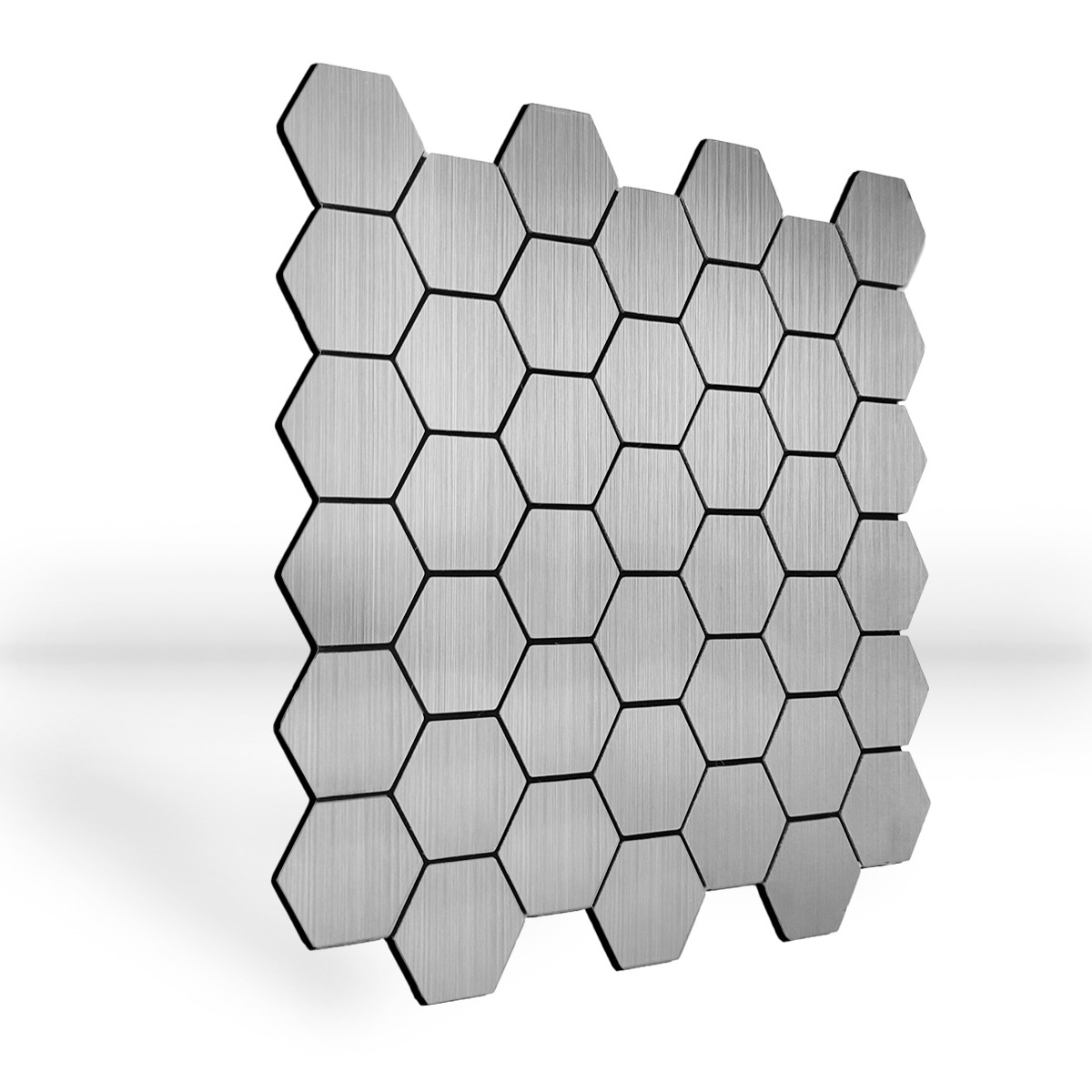 Самоклеюча PET плитка Соти срібло 30х30CMх4MM, фото 1