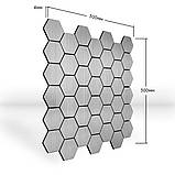 Самоклеюча PET плитка Соти срібло 30х30CMх4MM, фото 4