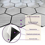 Самоклеюча PET плитка Соти срібло 30х30CMх4MM, фото 5