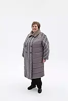Батальне двобортне жіноче пальто зимове комбіноване з 54 по 76 розмір, фото 3
