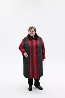 Батальне двобортне жіноче пальто зимове комбіноване з 54 по 76 розмір, фото 5