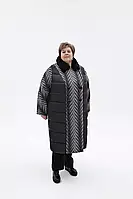 Батальне двобортне жіноче пальто зимове комбіноване з 54 по 76 розмір, фото 9