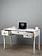 Стіл письмовий "Хюгге" з натурального дерева білий з фурнітурою BLUM, фото 5