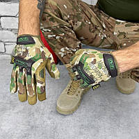 Штурмовые зимние перчатки Mechanix M-Pact на флисе мультикам, Теплые перчатки с усиленными вставками Armortex