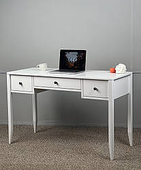 Стіл письмовий "Хюгге" з натурального дерева білий з фурнітурою BLUM