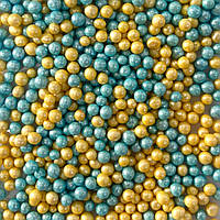 Рисовые шарики глазированные 5 мм перламутровые МИКС желто-голубые, 100 г