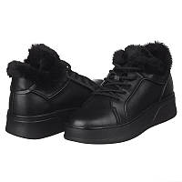 Женские черные кожаные ботинки PLPS 10011