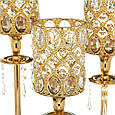 Набір з трьох свічників "Доменіка" із серії Бароко із золотистого металу та скла, фото 2