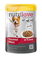 Влажный корм NUTRILOVE PREMIUM DOG со вкусной курицей в соусе для собак, 85 г