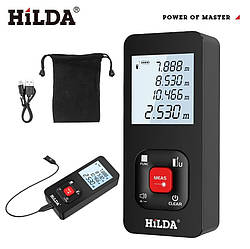 Лазерний акумуляторний далекомір (рулетка) Hilda LDM-E50 50M для вимірювання довжини, площі, об'єму