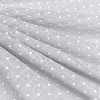 Ткань Тюль кисея-принт тина горошки молочные фон серый (300см 76г/м² пог.м) 129787