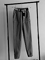 Дитячі стильні штани Джогери кашимірові стрейч з кишенями з поясом для підлітка ялинка сірі